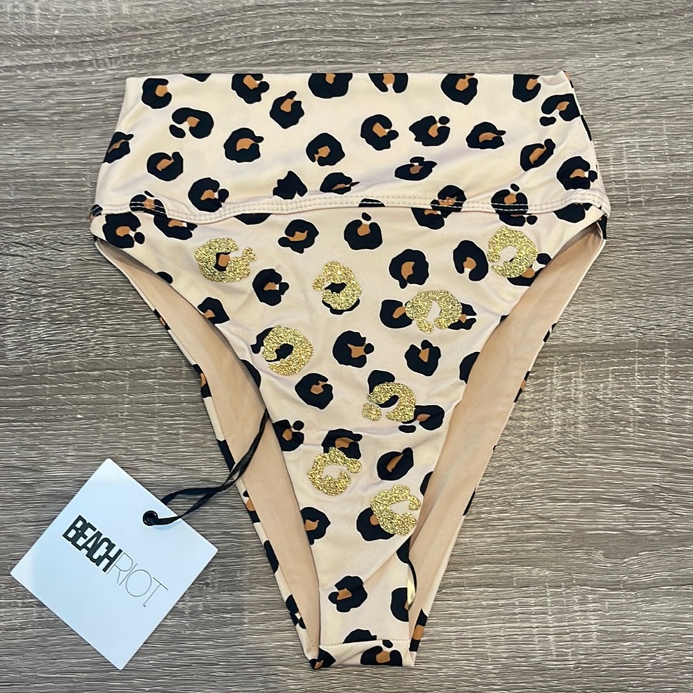 Beach Riot Highway XS bikini bottom NWT leopard print
